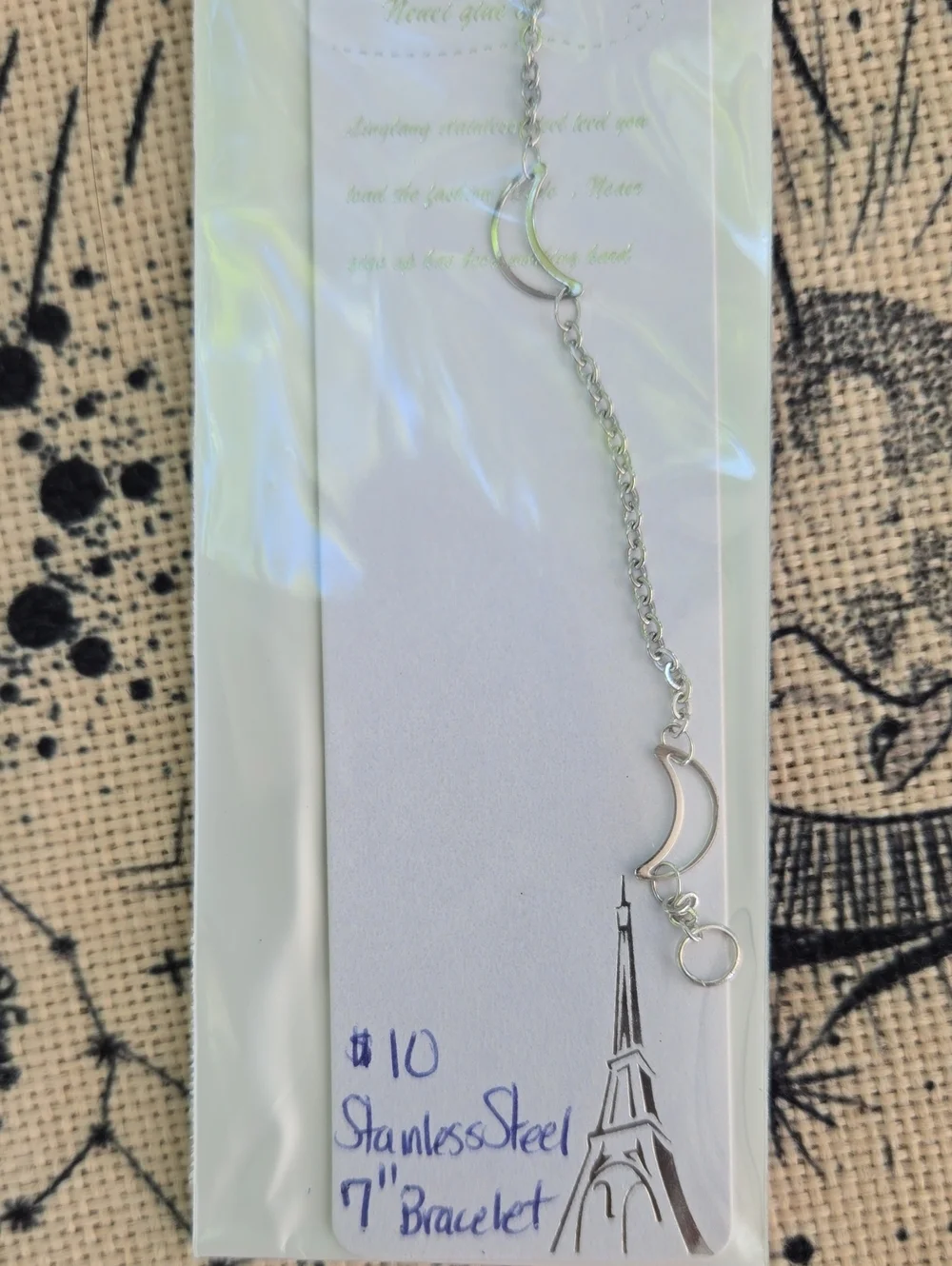 Stainless Steel Moon Chain Bracelet in Silver - 7